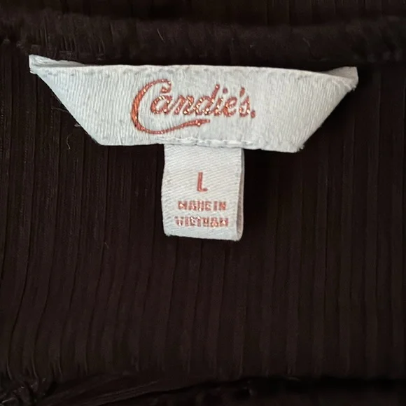 Candie's Black Ruffled Cap Sleeve Blouse large - Picture 3 of 5